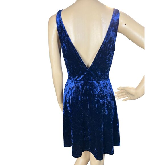 h&m Divided Womens Sleeveless Velvet Mini Dress Size 8 Midnight Blue Glam - Picture 5 of 6